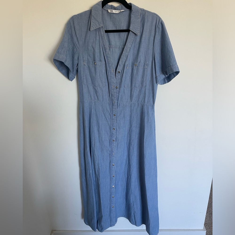 Zara Light Blue Midi Dress